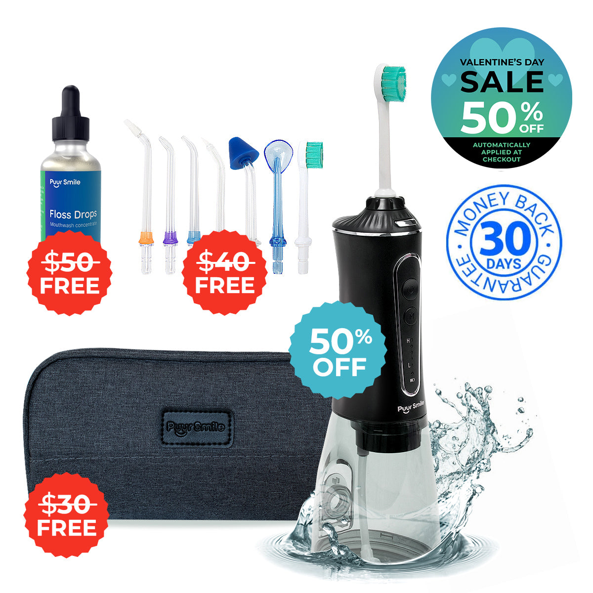PUURSMILE WATER FLOSSER - 50% OFF MOTHER'S DAY SALE + 3 FREE GIFTS (WORTH $120)