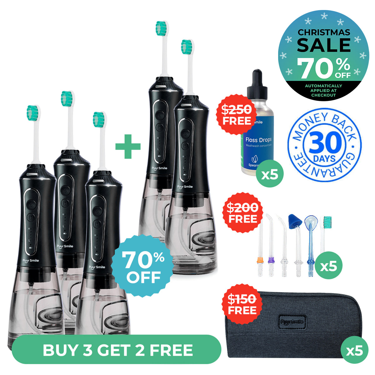 PUURSMILE WATER FLOSSER - 50% OFF CHRISTMAS SALE + 3 FREE GIFTS (WORTH $120)